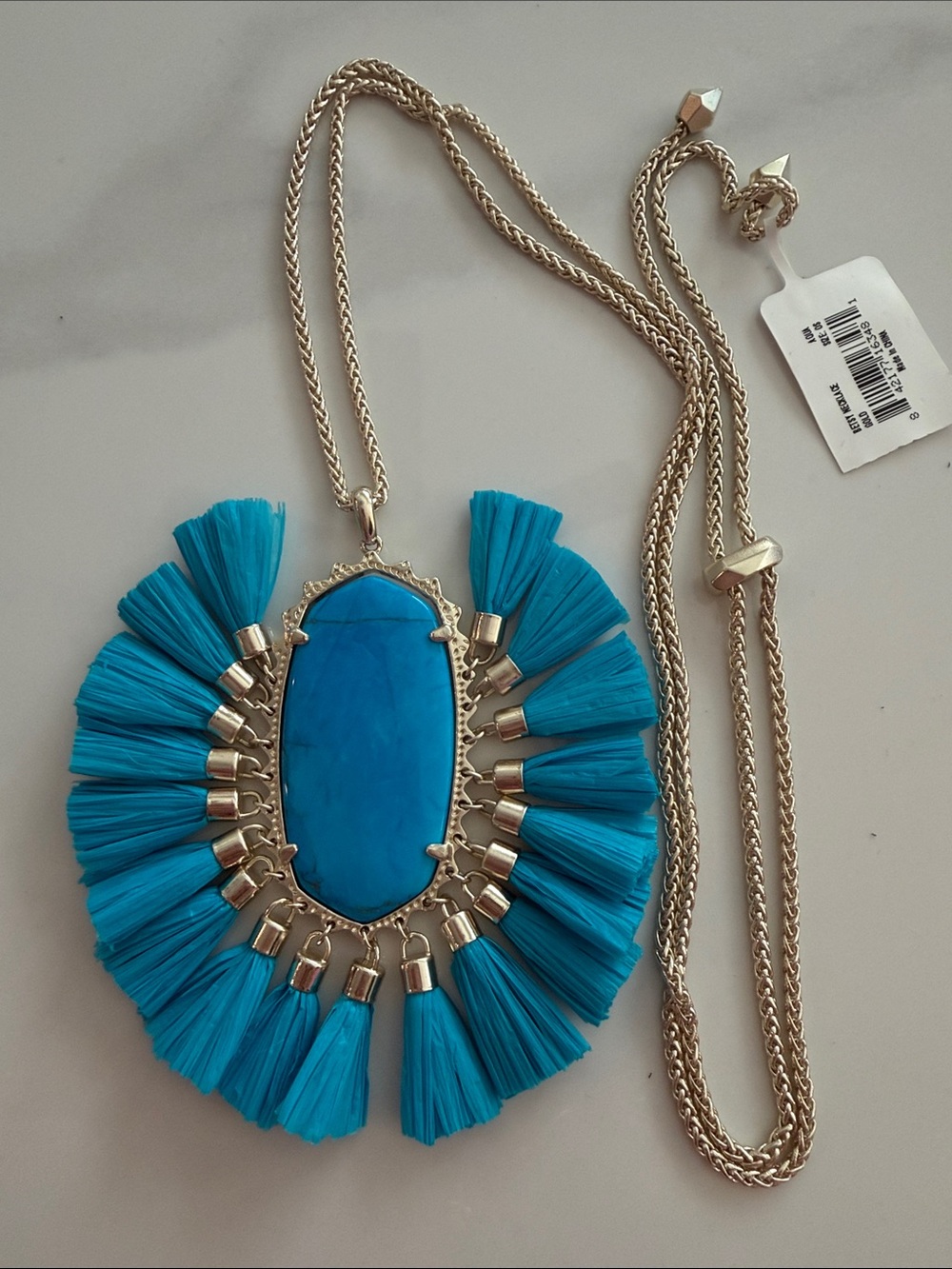 Kendra Scott Blue Tassel Statement Necklace